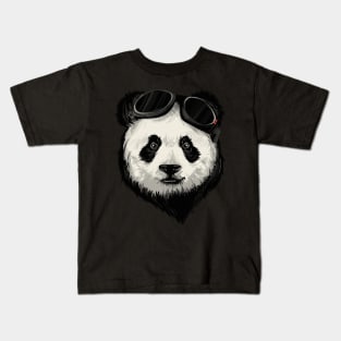 Thug Panda With Swim Goggles animal art Kids T-Shirt